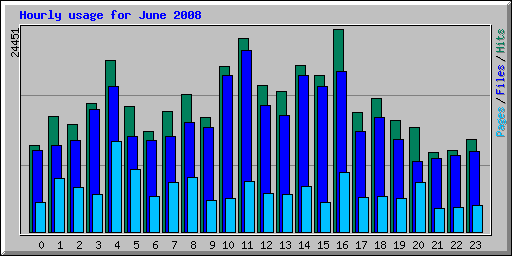 Hourly usage for June 2008